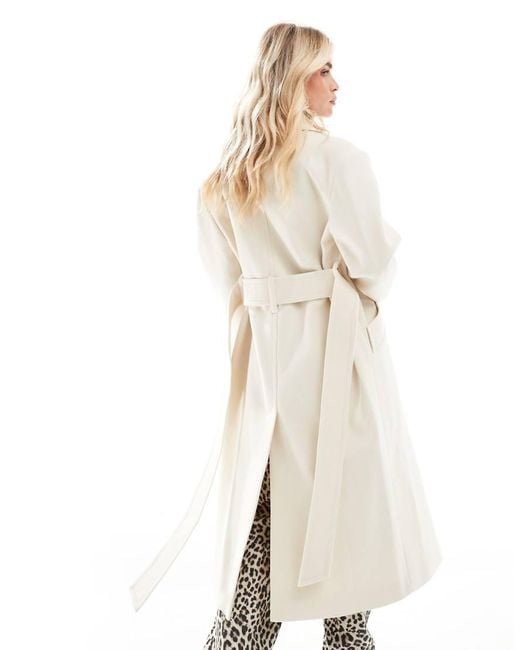 Miss Selfridge Belted Wrap Formal Coat in White Lyst UK