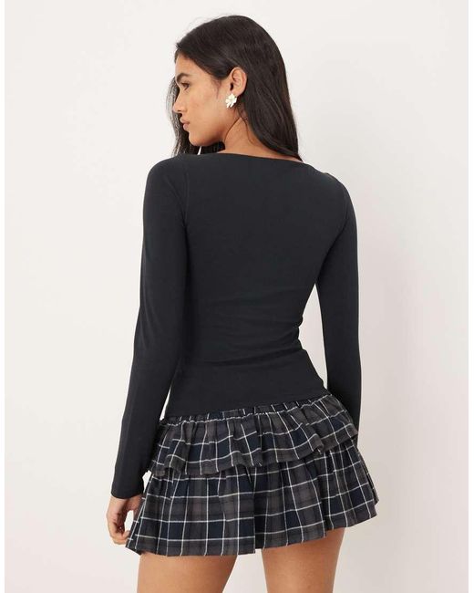 Abercrombie & Fitch Black Long Sleeve Square Neck Top