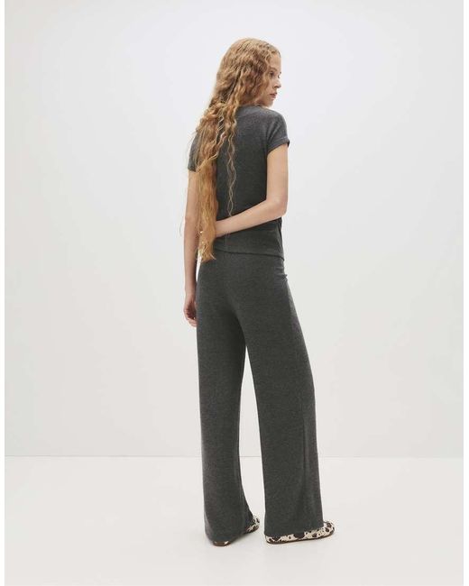 Pull&Bear Gray Knit Wide-leg Trousers