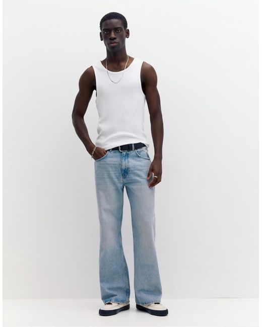 Pull&Bear White Rib Vest Top for men