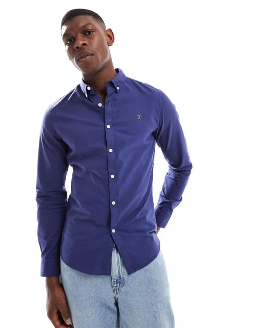 Farah – brewer – langärmliges hemd in Blue für Herren