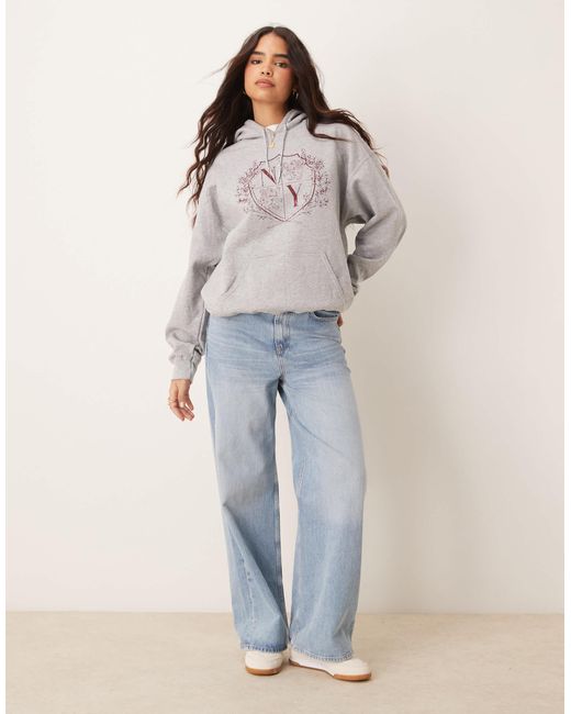 Miss Selfridge Gray – oversized-kapuzenpullover im college-look