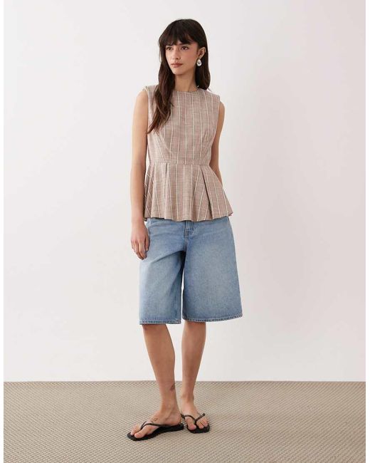ASOS Blue Tailored Peplum Shell Top