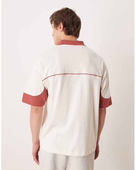 ASOS White Oversized Polo With Football Graphic for men