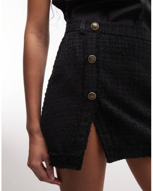 ASOS Black Low Rise Mini Boucle Skirt