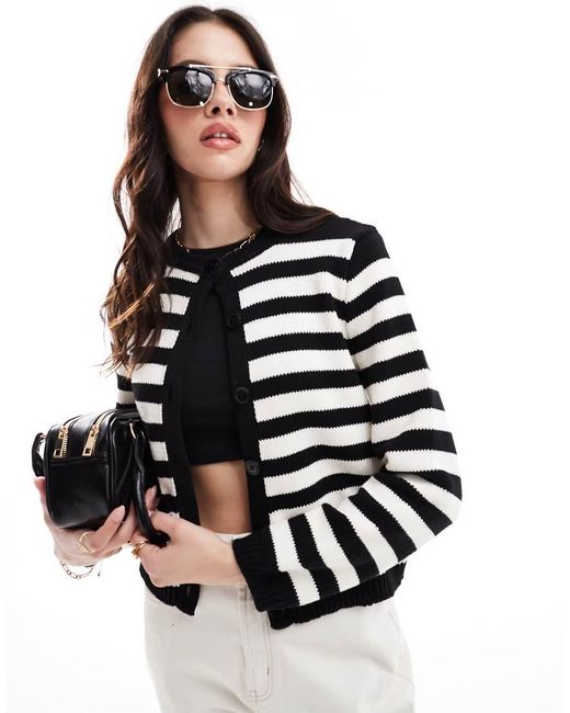 ASOS Black Knitted Stripe Cardigan