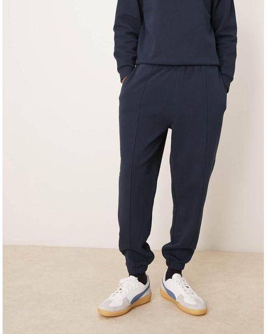 ASOS Blue Tapered Pin Tuck jogger for men