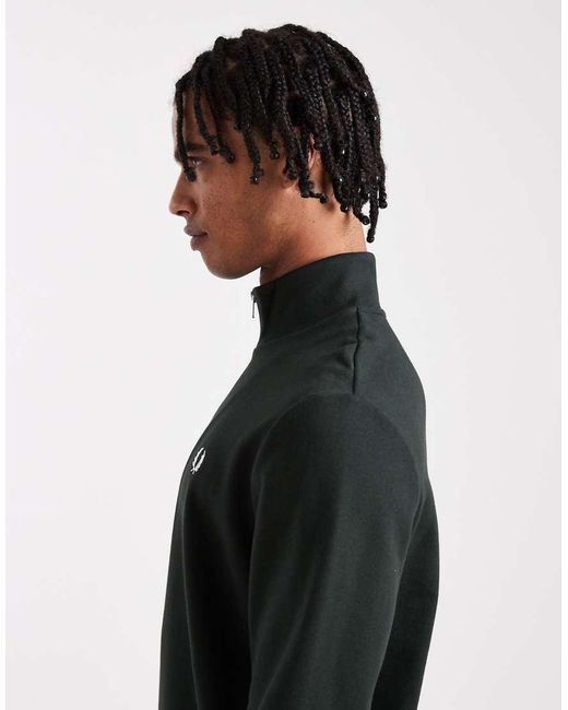 Fred Perry Black Half Zip Sweatshirt for men