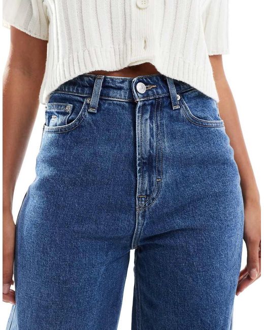 Vaqueros De Talle Alto Y Pernera Ancha Con Lavado Medio Claire De -Azul Tommy Hilfiger de color Blue