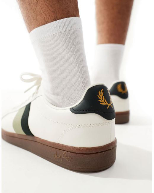Fred Perry White B721 Leather Tape Detail Sneakers for men