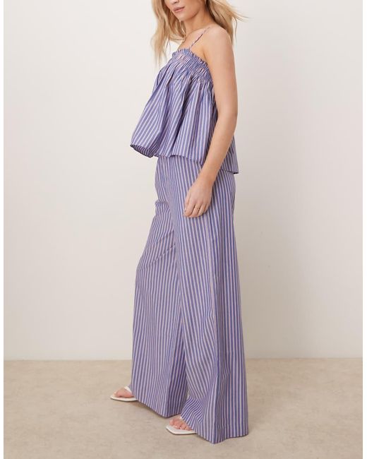 ASOS Gerimpelde Gestreepte Broek in het Purple