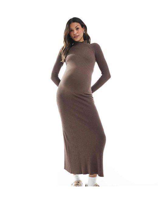 ASOS Multicolor Asos Design Maternity Knitted Fine Gauge Maxi Dress With Rib Detail