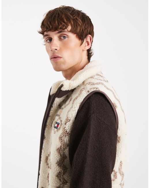 Tommy Hilfiger Natural Pattern Teddy Zip Up Gilet for men