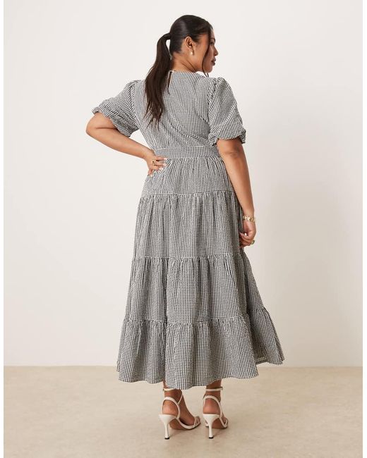 Nobody's Child Gray Ricky Puff Sleeve Midi Dress