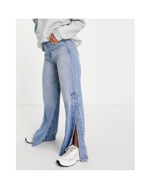 Dr. Denim Dylan Wide Leg 90s Style Jeans With Side Splits in Blue | Lyst  Canada