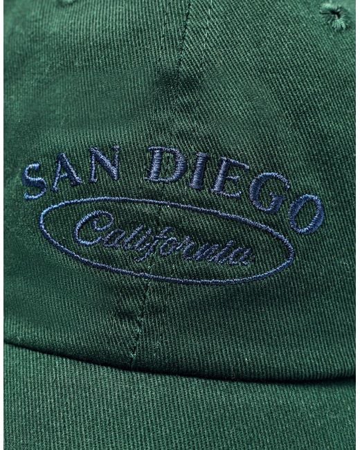 Pull&Bear Green San diego bestickte kappe