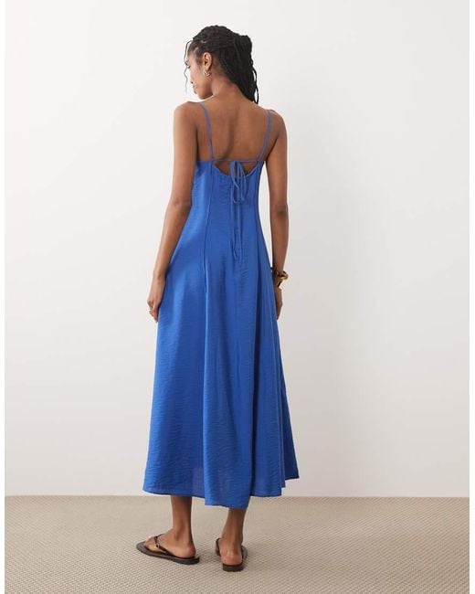 Mango Blue Seam Detail Strappy Maxi Dress
