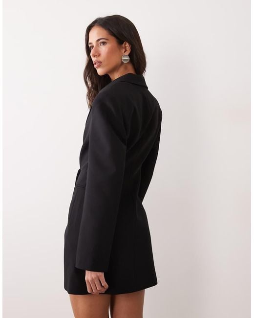 Miss Selfridge Black Strong Shoulder Cinched Blazer Dress