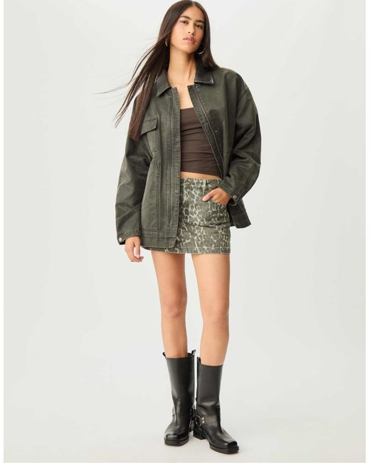 Stradivarius Green – gewachste oversize-jacke