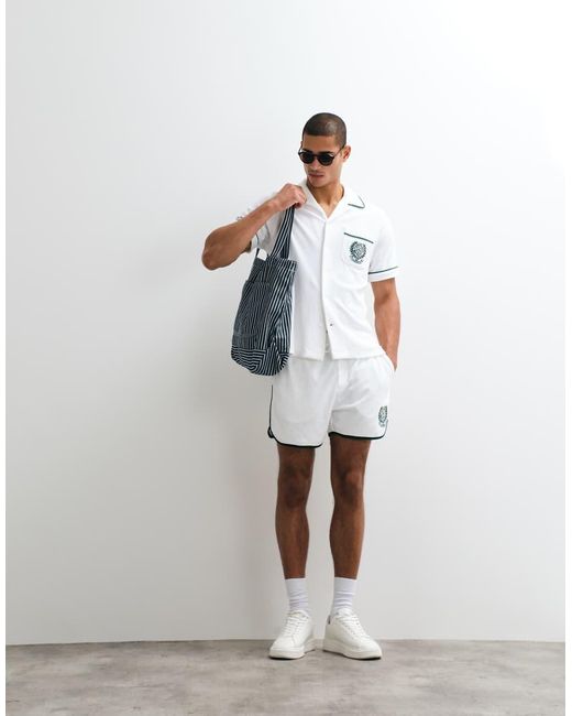 Polo Ralph Lauren White Wimbledon Capsule Embroidered Back Crest Logo Short Sleeve Terry Shirt Co-Ord for men