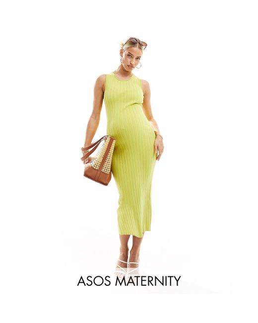 ASOS White Asos Design Maternity Knitted Tank Midaxi Dress