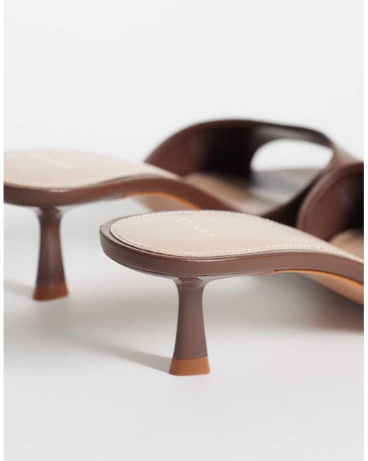 Mango Brown Faux Leather Heeled Mules