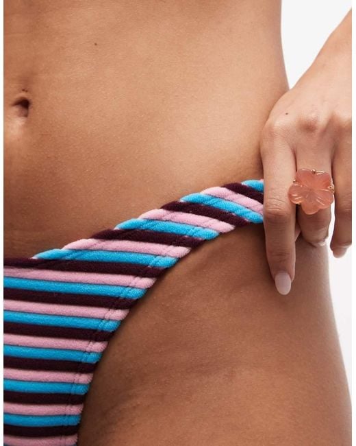 ASOS Multicolor Tori Towelling Florida High Leg Brazilian Bikini Bottoms