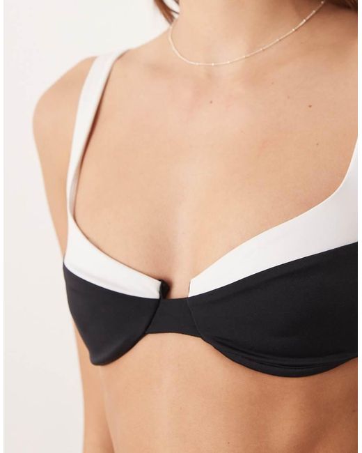 Free Society Black Underwire Bikini Top With Contrast Trim