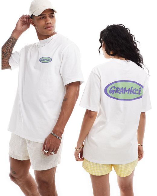 T-shirt unisexe en coton avec imprimé à l'avant Gramicci en coloris Gray