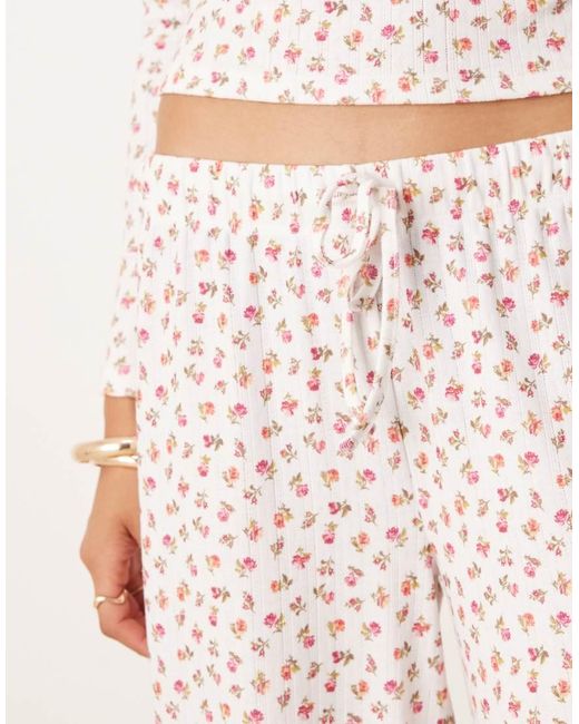 Pantalones De Pernera Ancha Con Estampado De De Pointelle De (Parte De Un Conjunto) ASOS de color Pink