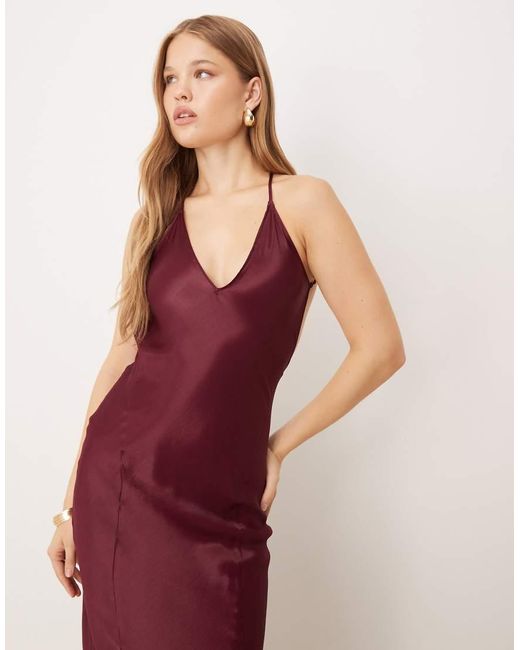 ASOS Pink Satin Seam Detail Maxi Dress