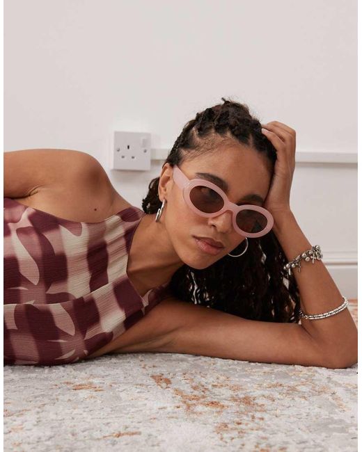 Reclaimed (vintage) Brown Bubble Oval Sunglasses