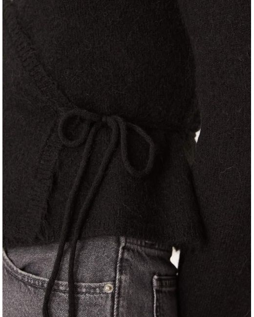Gina Tricot Black Long Sleeve Knitted Wool Alpaca Wrap Cardigan