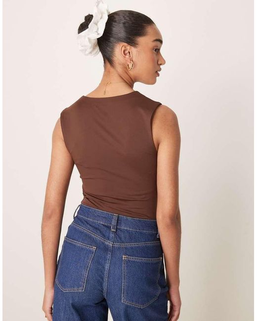 Body Aderente Con Scollo Squadrato di New Look in Blue