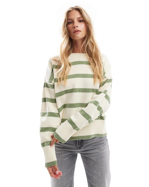 Pull&Bear Green – strickpullover aus chenille