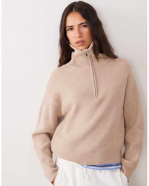 Mango Natural Quarter Zip Jumper