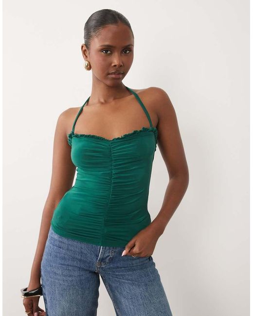 ASOS Green Ruched Halter Neck Cami Top