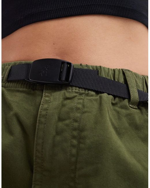 Gramicci Green Cotton Twill Shorts With Strap Buckle