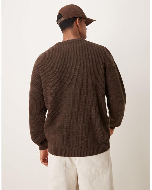 ASOS – locker geschnittene strick-bomberjacke in Brown für Herren