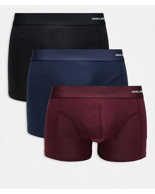Jack & Jones Blue 3 Pack Bamboo Trunks for men