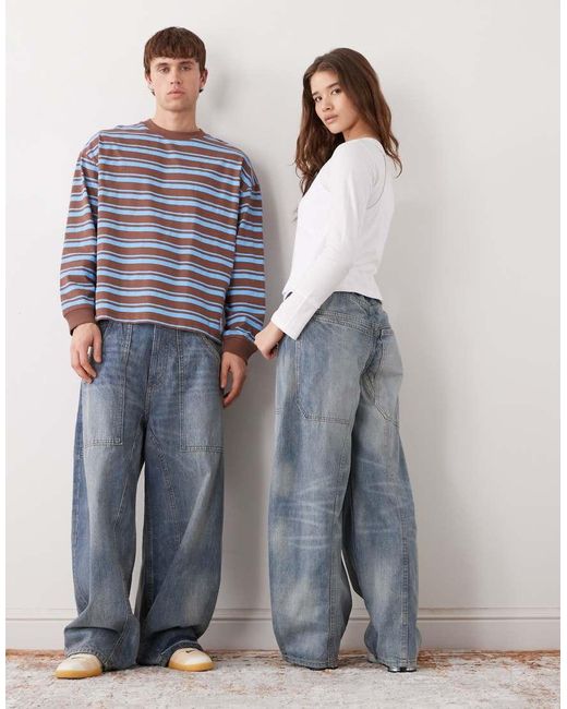 Cheap Monday Blue Unisex Dunno Super baggy Skater Jeans