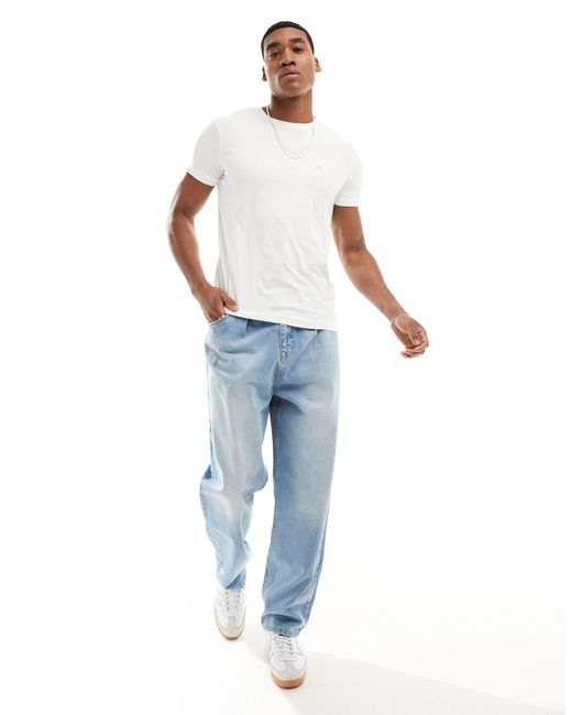 T-shirt slim fit elasticizzata bianca di Calvin Klein in White da Uomo