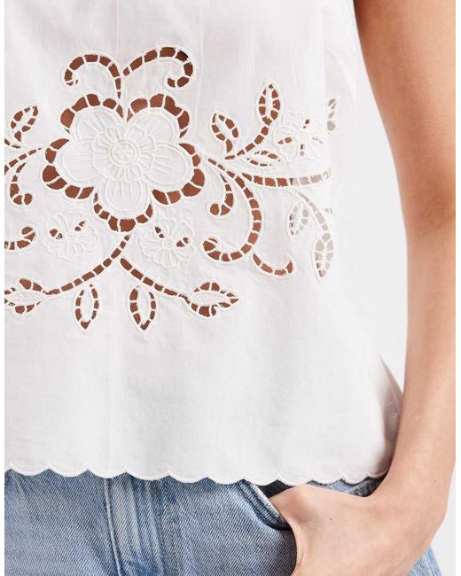 New Look Blue Cutwork Cami Top