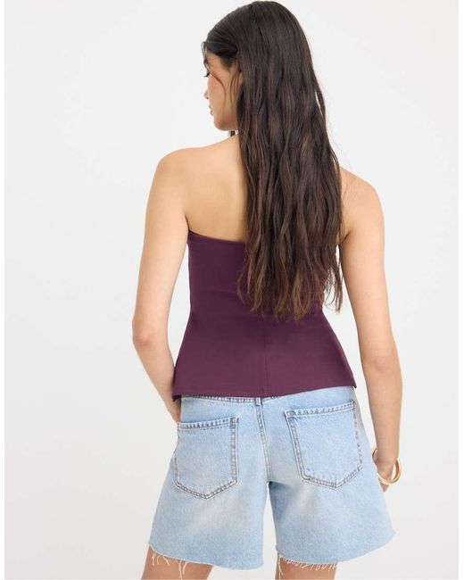 Stradivarius Blue Bandeau Sweetheart Neckline