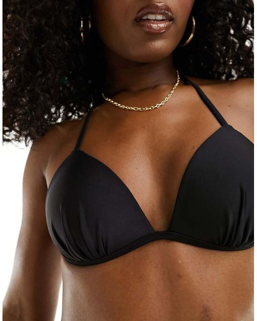 New Look Basic Voorgevormde Triangel-Bikinitop in het Brown