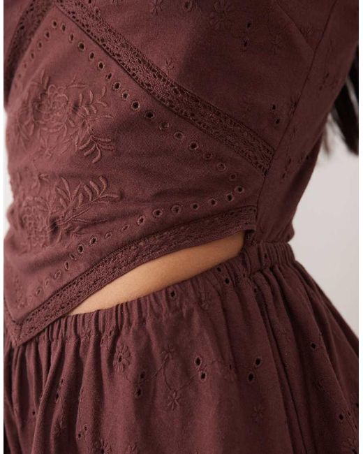 ASOS Natural Hanky Hem Embroidered Detail Dress
