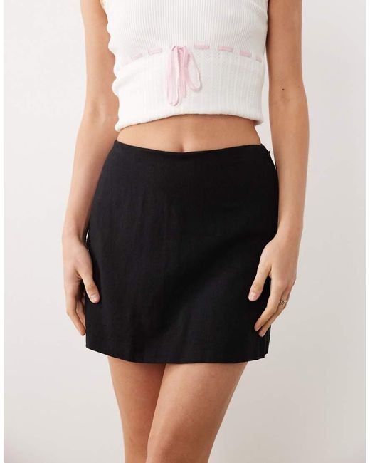 Abercrombie & Fitch Natural Curve Love High Rise Linen-blend Mini Skort