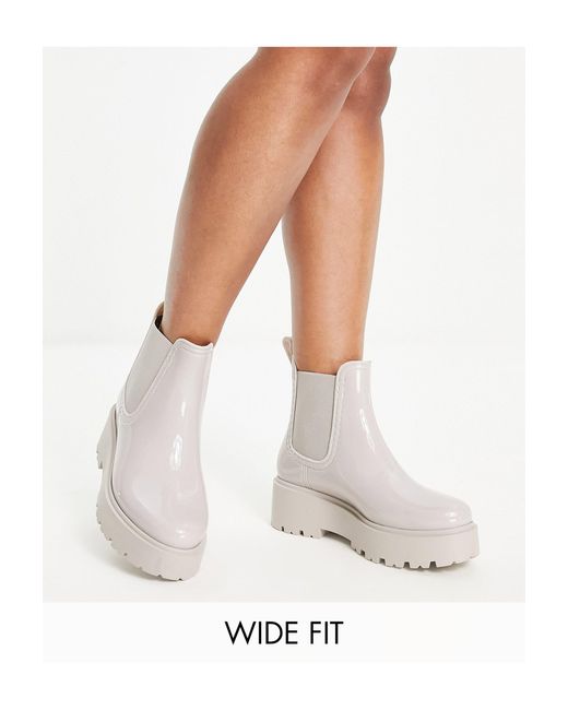 asos design gadget chunky chelsea wellies in clear