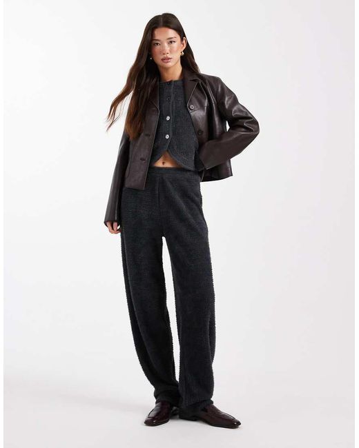 ASOS Black Co-ord Textured Fluffy Long Sleeve Cardigan