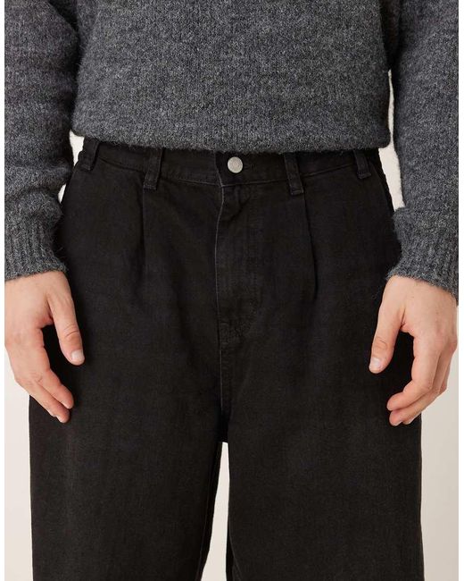 ASOS Gray Oversized Tapered Jeans for men